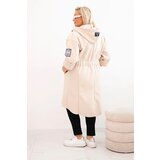 Kesi Włoski Elegant Plus Size women's coat with a collar and large pockets fango | Shoptok.si