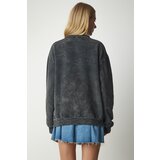  Women's Anthracite Printed Oversized Shark Sweatshirt | Shoptok.si