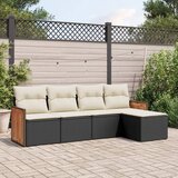 Maison Chic Seti vrtnega pohištva - Vrtna garnitura - Vrtni pohištvo set 5-delna z blazinami črn poli ratan, (21818485) | Shoptok.si