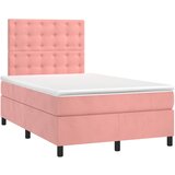 Krevet box spring s madracem LED ružičasti 120x200cm baršunasti | shoptok.hr