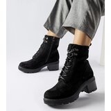 Gemre Black lace-up block heel ankle boots Clementina | Shoptok.si