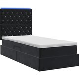  LED krevet za pohranu s madracem Crna 90 x 200 cm Baršun | shoptok.hr