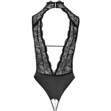 Abierta Fina čipkasto body z odprtimi detajli in strass kamni (črna) | Shoptok.si