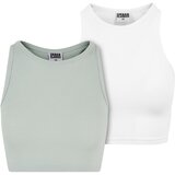 UC Ladies Women's Cropped Rib Top - 2 Pack Mint+White Cijene