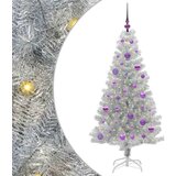 vidaXL Božično drevo med 150 LED z stojalom srebrna 150 cm PET | Shoptok.si