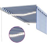 vidaXL Ročno zložljiva tenda s senčilom LED 3x2,5 m modra in bela | Shoptok.si