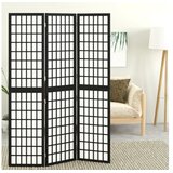  Zložljiv 3-delni paravan japonski stil 120x170 cm črne barve | Shoptok.si