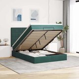 vidaXL Ottoman krevet s madracima tamnozeleni 140x190 cm baršun - Tamnozelena 140 x 190 cm Blok s kvadratima | shoptok.hr