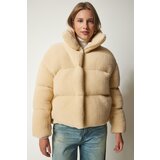 Women's Cream Stand-up Collar Fluffy Puffer Coat | Eponuda.ba