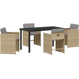 vidaXL 5-delni set vrtnih jedilnih stolov z blazinami bež Poli ratan | Shoptok.si