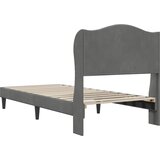  Krevetna konstrukcija s uzglavljem Tamnosiva 90 x 190 cm Baršun | shoptok.hr