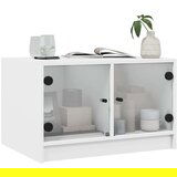 vidaXL Klubska mizica s steklenimi vrati bela 68x50x42 cm | Shoptok.si
