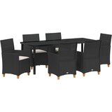 vidaXL 7-dijelni set vrtnih blagavaonica s jastučićima - Crni poly rattan | shoptok.hr