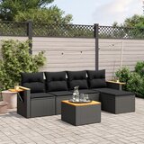 vidaXL 6-dijelni set vrtnih sofa s jastucima crni od poliratana | shoptok.hr