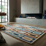 Flair Rugs Modra/oranžna ročno tkana volnena preproga 120x170 cm Retro Blocks – | Shoptok.si
