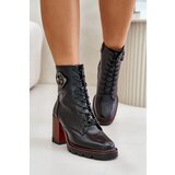 VINCEZA Warm Women's Ankle Boots On Heel Black 58359 | ePonuda.com