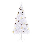 vidaXL umjetno božićno drvce s kuglicama i led svjetlima bijelo 180 cm | shoptok.hr