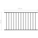 vidaXL Ograjni panel prašno premazano jeklo 1,7x0,75 m črn | Shoptok.si