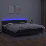  Box spring postelja z vzmetnico LED črna 200x200cm umetno usnje, (20788802) | Shoptok.si