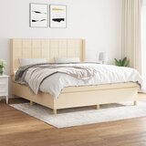 The Living Store Box spring postelja z vzmetnico krem 160x200 cm blago - Box Spring Postelja, (21514961) | Shoptok.si