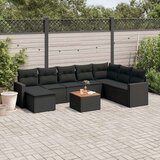  9-dijelni set vrtnih sofa s jastucima crni od poliratana | shoptok.hr