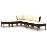 Maison Chic Seti vrtnega pohištva - Vrtna garnitura - Vrtni pohištvo set 6-delna z blazinami poli ratan črna, (21808672) | Shoptok.si
