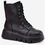 VINCEZA Suede Boots Workery on Massive Platform Wedge Heel Black Lavica | shoptok.hr