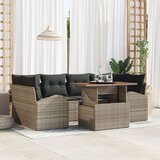 vidaXL Vrtni kauč set Set od 7 Sivi, Crni Aluminij, Olefin Cijene