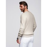 Ombre Men's ribbed sweater with buttons at the neckline - beige | shoptok.hr