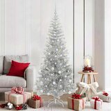 vidaXL Božićno drvce s 300 LED svjetlima s stalakom Srebrno 180 cm PET | shoptok.hr