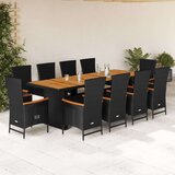 vidaXL 11-dijelni vrtni blagovaonski set s jastucima poliratan crni | shoptok.hr