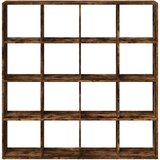 vidaXL Knjižna omara dimljeni hrast 137,5x29x137,5 cm inženirski les | Shoptok.si
