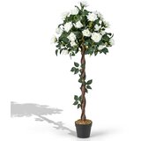Costway Umetno drevesce z belimi vrtnicami, 120 cm Okrasna rastlina, (5000357777) Cene