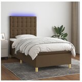 vidaXL Krevet box spring s madracem LED tamnosmeđi 90x190 cm tkanina | shoptok.hr