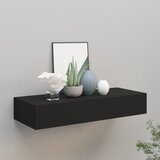 vidaXL Stenska polica s predalom črna 60x23,5x10 cm mediapan Cene