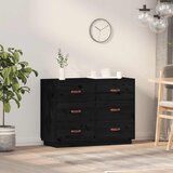  Komoda crna 100 x 40 x 75 cm od masivne borovine | shoptok.hr