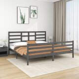 The Living Store Posteljni okvir siv iz trdnega lesa 200x200 cm - Posteljni Okvir, (21523396) Cene