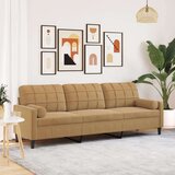vidaXL Kavč trosed z okrasnimi blazinami rjav 210 cm žamet | Shoptok.si