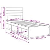  Okvir za krevet Crna 100 x 200 cm Čvrsto borovo drvo | shoptok.hr