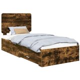  Okvir za krevet s uzglavljem Dimljeni hrast 90 x 190 cm | shoptok.hr