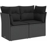  Vrtna sofa s jastucima za 2 osobe, crna, poli ratan | shoptok.hr