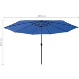  Vrtni suncobran s LED svjetlima i metalnom šipkom 400 cm azurni | shoptok.hr