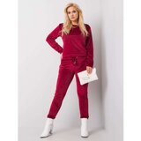 Fashion Hunters Plus size maroon velor set | shoptok.hr