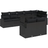 vidaXL 9-dijelni vrtni kauč set s jastučićima Crni Poli ratan, 2-sjedna vrtna sofa s pohranom i jastučićima Crni Poli ratan Cijene