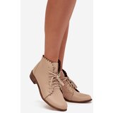 Zazoo Leather Ankle Boots With Flat Heel Beige 2964 | shoptok.hr