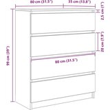 vidaXL Komoda boja dimljenog hrasta 80x35x99 cm konstruirano drvo | shoptok.hr