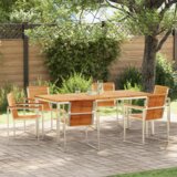 vidaXL 7-delni vrtni set jedilnice iz trdnega tikovega lesa | Shoptok.si