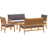 vidaXL Vrtna klupa i set stola za kavu Set od 5 Prirodno drvo | shoptok.hr