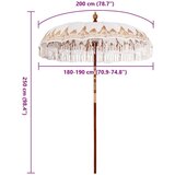 vidaXL Suncobran Krem 180-190 cm Pamuk & Drvo & Bambus | shoptok.hr