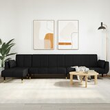 vidaXL Raztegljiv kavč L oblike črn 275x140x70 žamet Cene